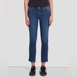 7For All Mankind KAYLIE Bootcut Denim Cropped Jeans 24 Low Rise Dark Wash USA